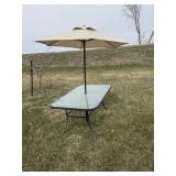 Outdoor patio with umbrella