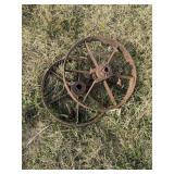 vintage farm implement wheels