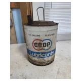 vintage Co-op Lubricants 5-gallon metal oil can