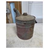 vintage, one-gallon galvanized metal gas or