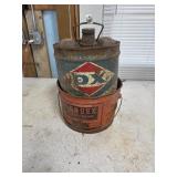 vintage DX Products 5-gallon metal oil can