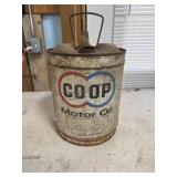 vintage CO-OP Motor Oil 5-gallon metal
