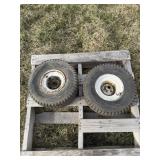 riding lawn mower front wheel and tire assemblies