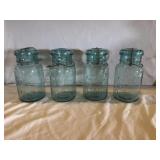 4 Blue ball ideal qt canning jars with lids