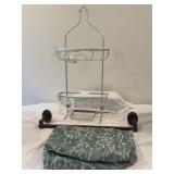 Shower Caddy, Shower Curtain, Towel Bar