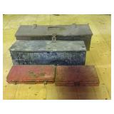 4 assorted metal tool boxes