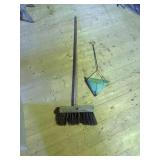 33 inch antique metal dust pan & shop broom