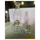clear glass finger oil lamp with brass burner