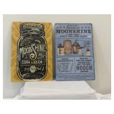 2 Moonshine Tin Signs