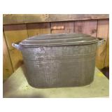 Vintage Galvenized Boiler wash tub with lid