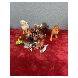 Various animals, a large horse, a large dog,
