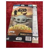Cereal box of a Star Wars feature the Mandalorian