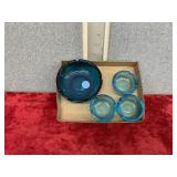 Blue glass ashtrays