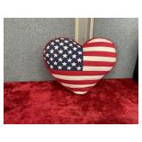 American flag heart shaped pillow
