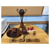 vintage hand carve 3 legged stand-deco