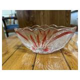 crystel clear red painted oval shaped dish
