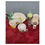Decorative ceramic serving dish shaped like a