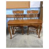 vintage medium oak console With 2 chairs