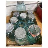 Assorted Blue mason jars