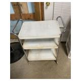 White metal serving cart