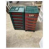 Two green and red Holiday storage chest