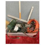 Lots of extension cords outside plug-ins and