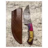 New Damascus Knife With Sheath