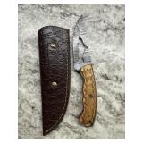 New Damascus Knife With Sheath