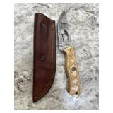 New Damascus Knife With Sheath