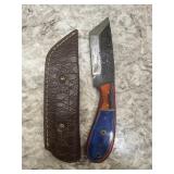 New Damascus Knife With Sheath