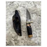 New Damascus Knife With Sheath