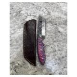 New Damascus Knife With Sheath