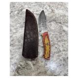 New Damascus Knife With Sheath