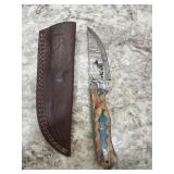 New Damascus Knife With Sheath