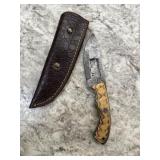 New Damascus Knife With Sheath