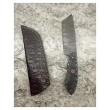 New Damascus Knife With Sheath