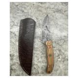 New Damascus Knife With Sheath