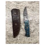 New Damascus Knife With Sheath