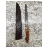 New Damascus Knife With Sheath