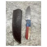 New Damascus Knife With Sheath