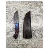 New Damascus Knife With Sheath