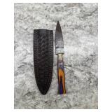 New Damascus Knife With Sheath