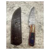 New Damascus Knife With Sheath