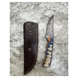 New Damascus Knife With Sheath