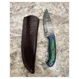 New Damascus Knife With Sheath