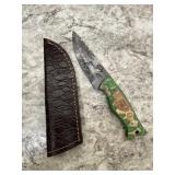 New Damascus Knife With Sheath