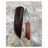 New Damascus Knife With Sheath