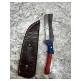 New Damascus Knife With Sheath