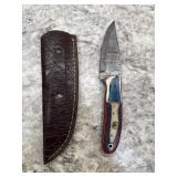 New Damascus Knife With Sheath