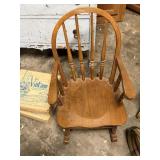 child size oak spindle back rocking chair